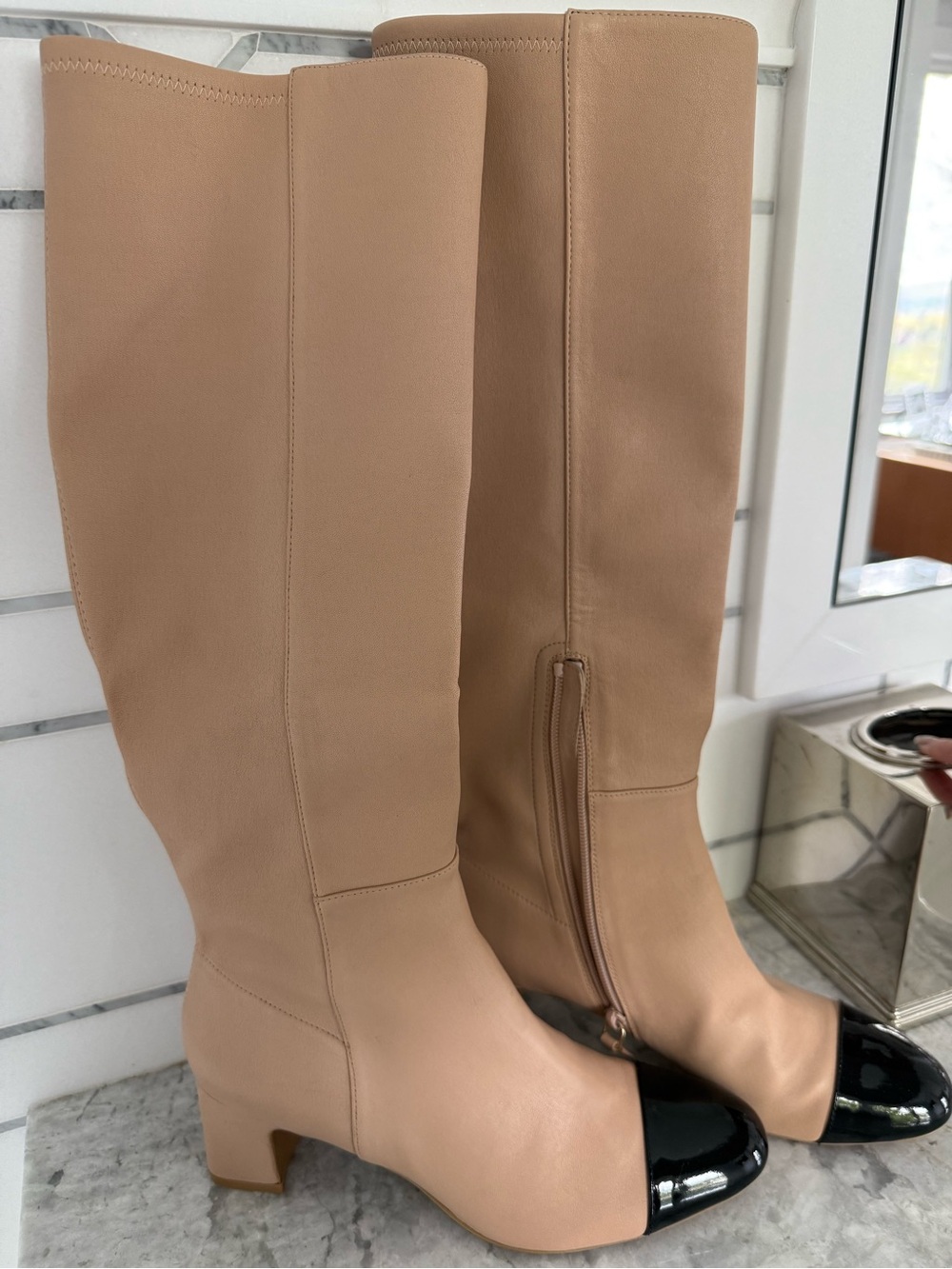 Stuart Weitzman leather boots Two-Tone Knee high toe cap - Picture 7 of 11